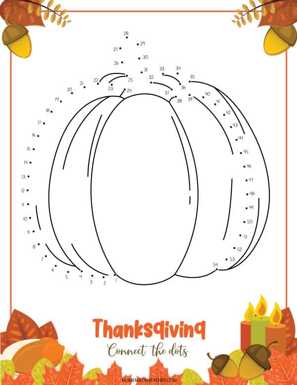 Free thanksgiving dot to dot printables homemade heather