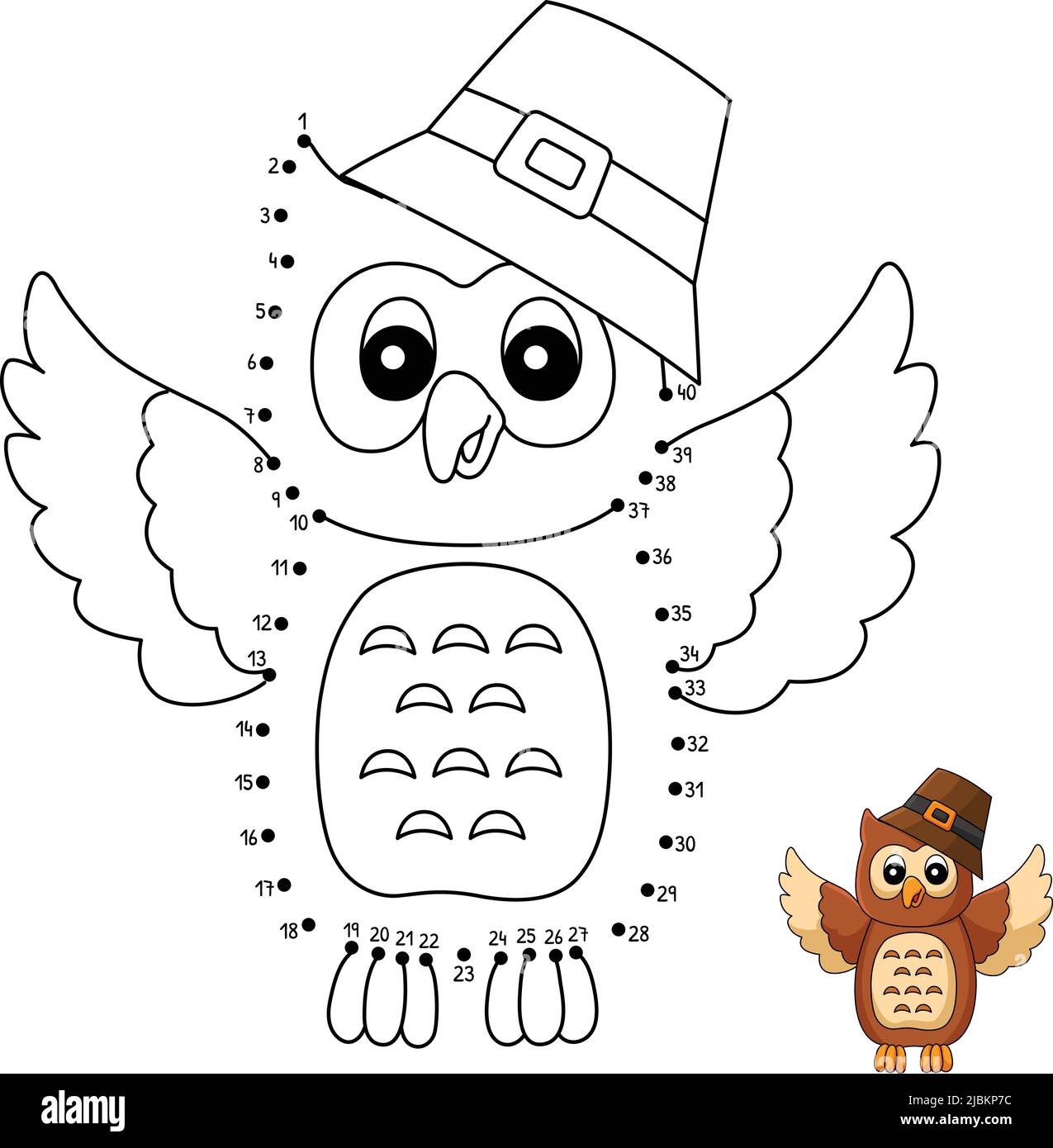 Dot to dot thanksgiving owl coloring pages stock vector image art