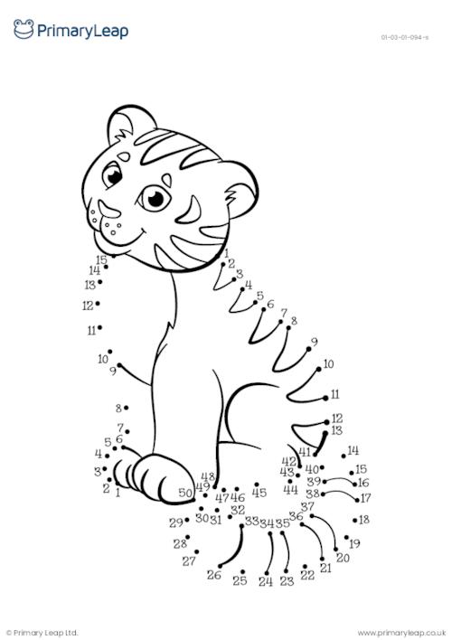 Science tiger cub dot to dot activity worksheet