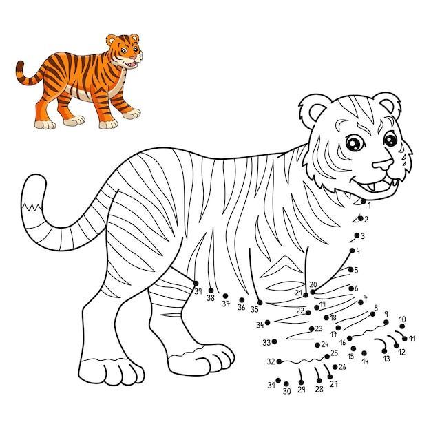 Premium vector dot to dot tiger isolated coloring page for kids