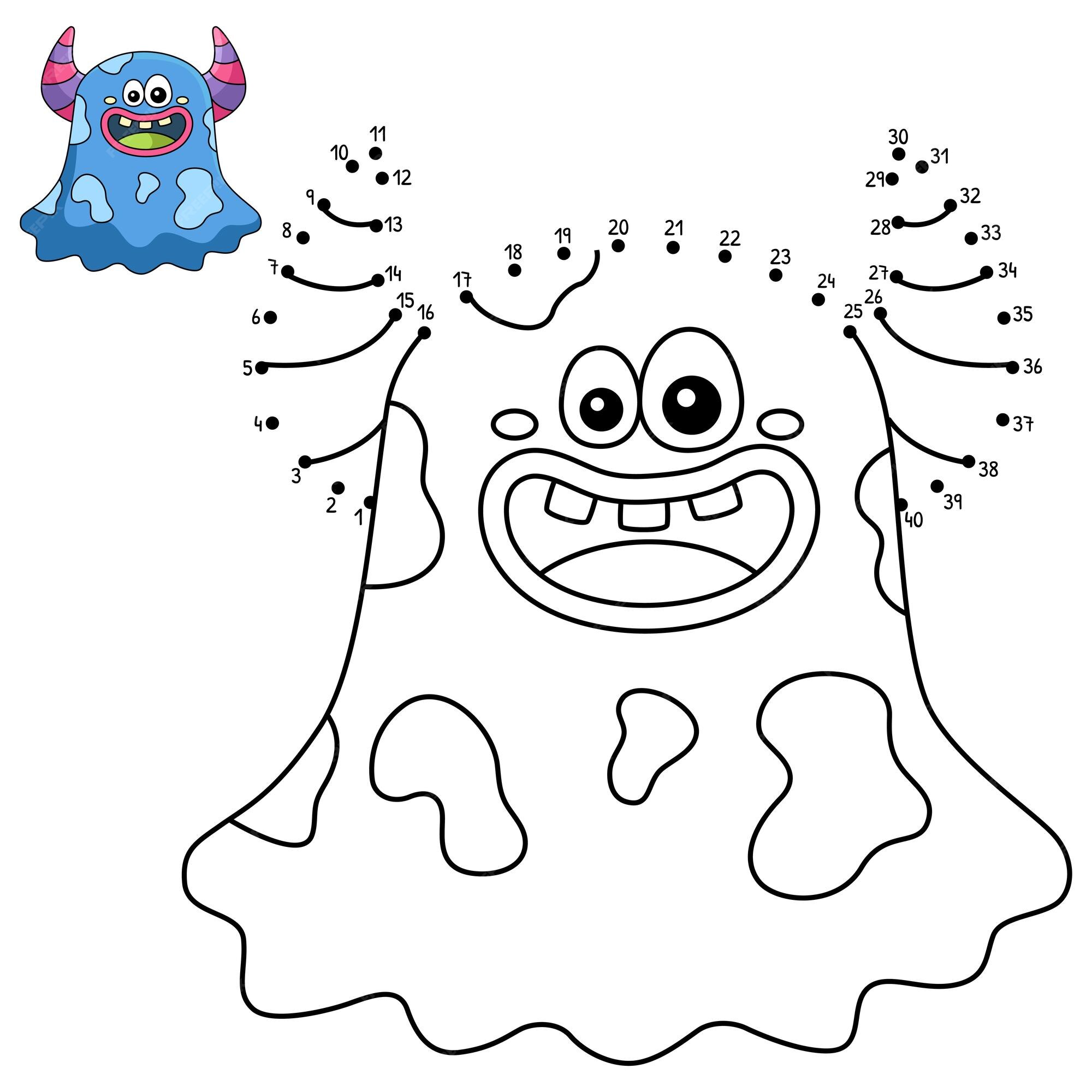 Premium vector dot to dot ghost monster isolated coloring page