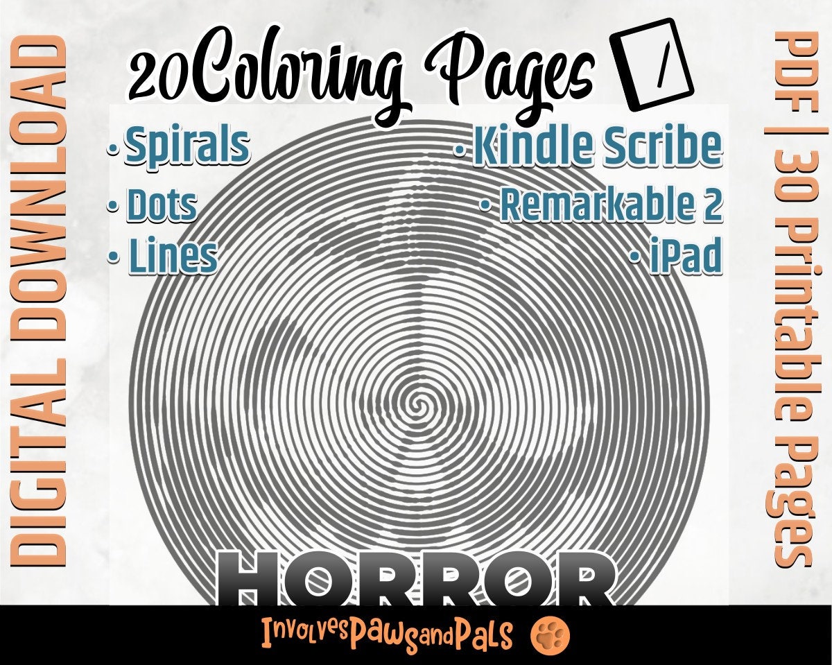 Horror characters spiroglyphics adult coloring book fantasy coloring pages halloween coloring book for stress relief printable pdf