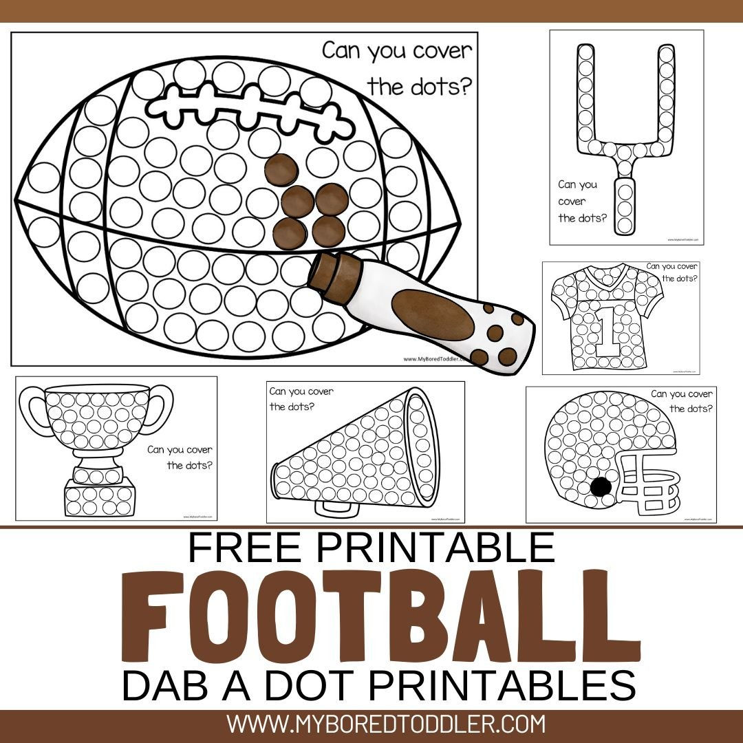Free printable football dot printables for toddlers preschoolers