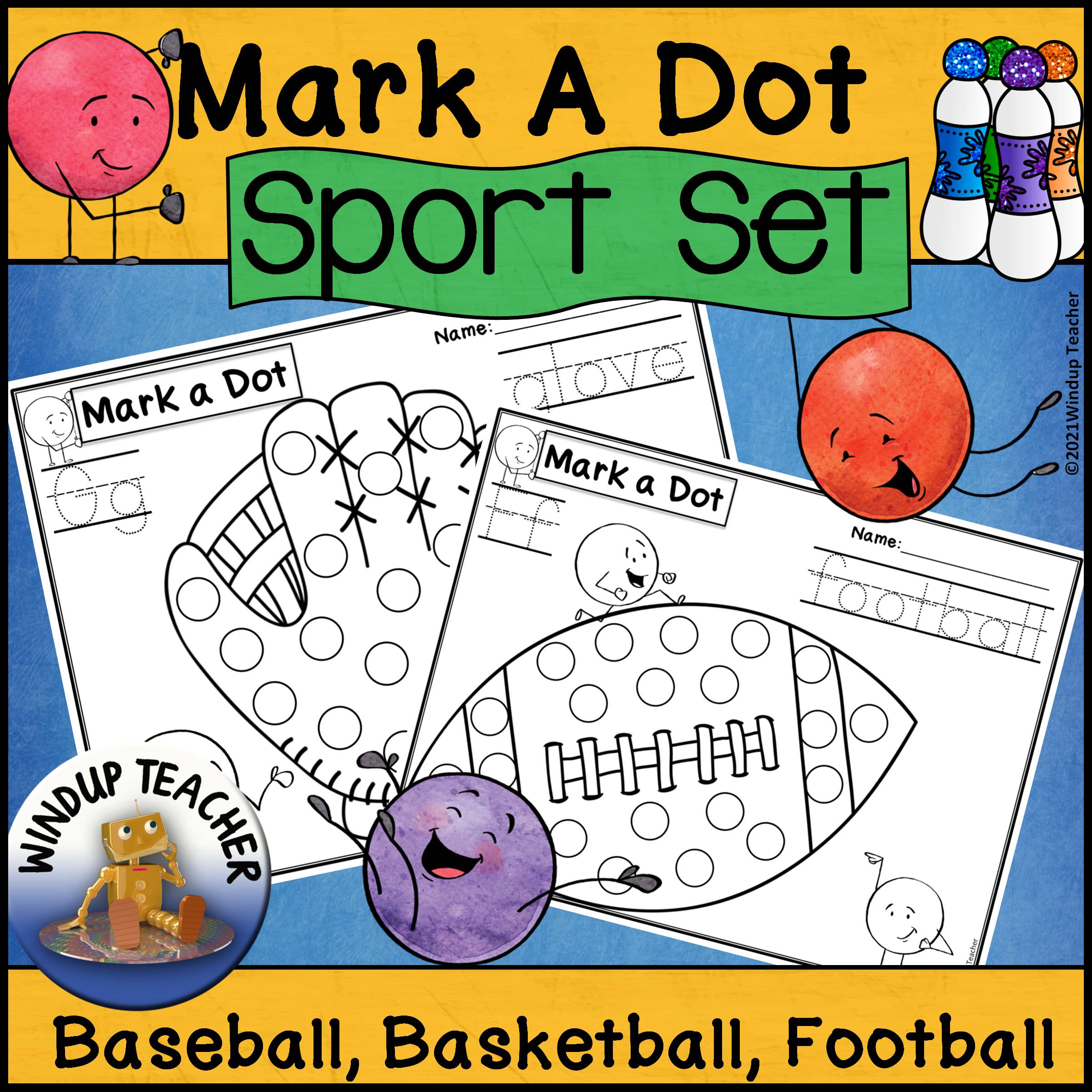 Sports bingo dot dauber worksheets