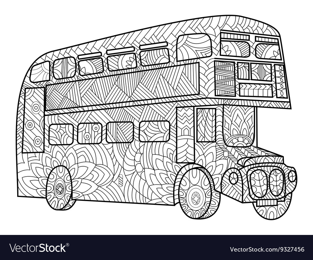 Double decker bus coloring book for adults vector image