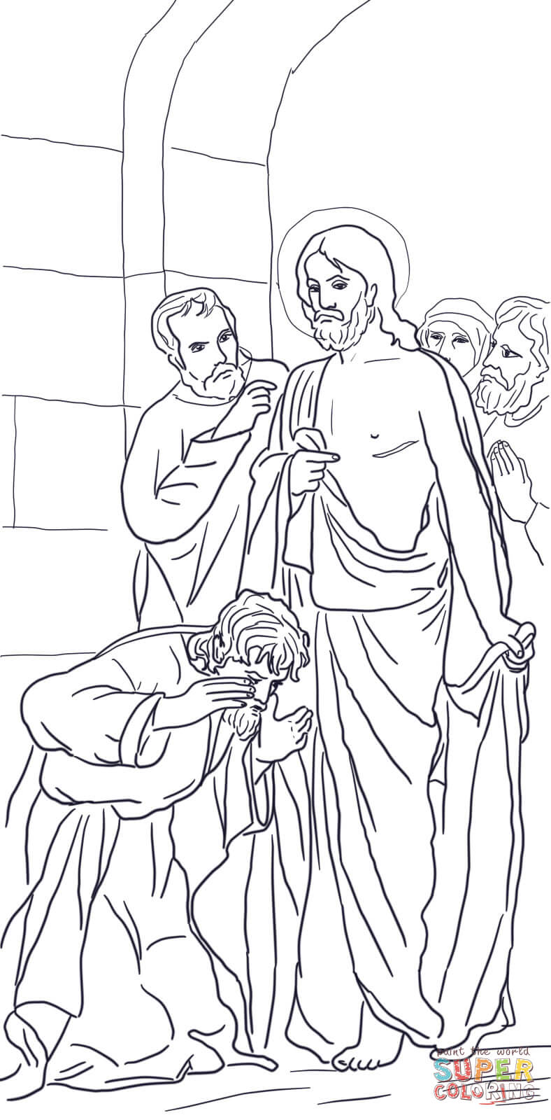 Jesus appears to thomas coloring page free printable coloring pages