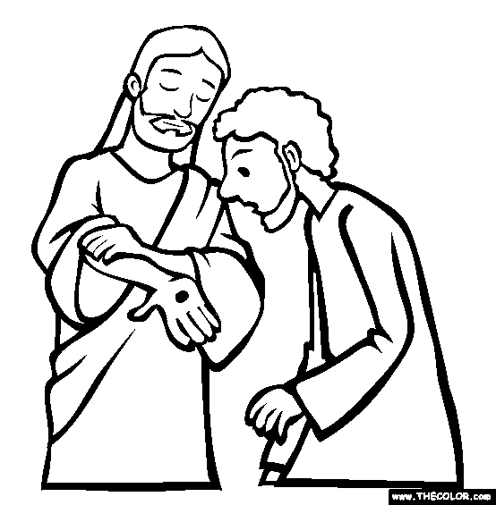 Doubting thomas the apostle online coloring page sunday school coloring pages bible coloring pages doubting thomas