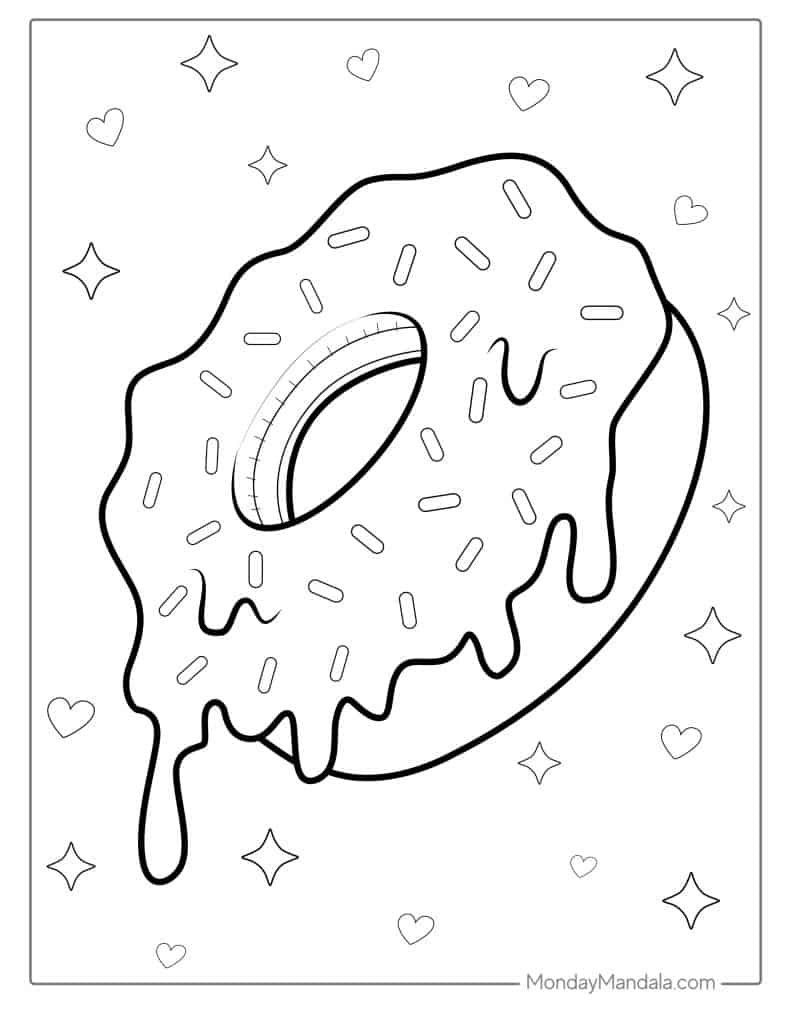 Donut coloring pages free pdf printables