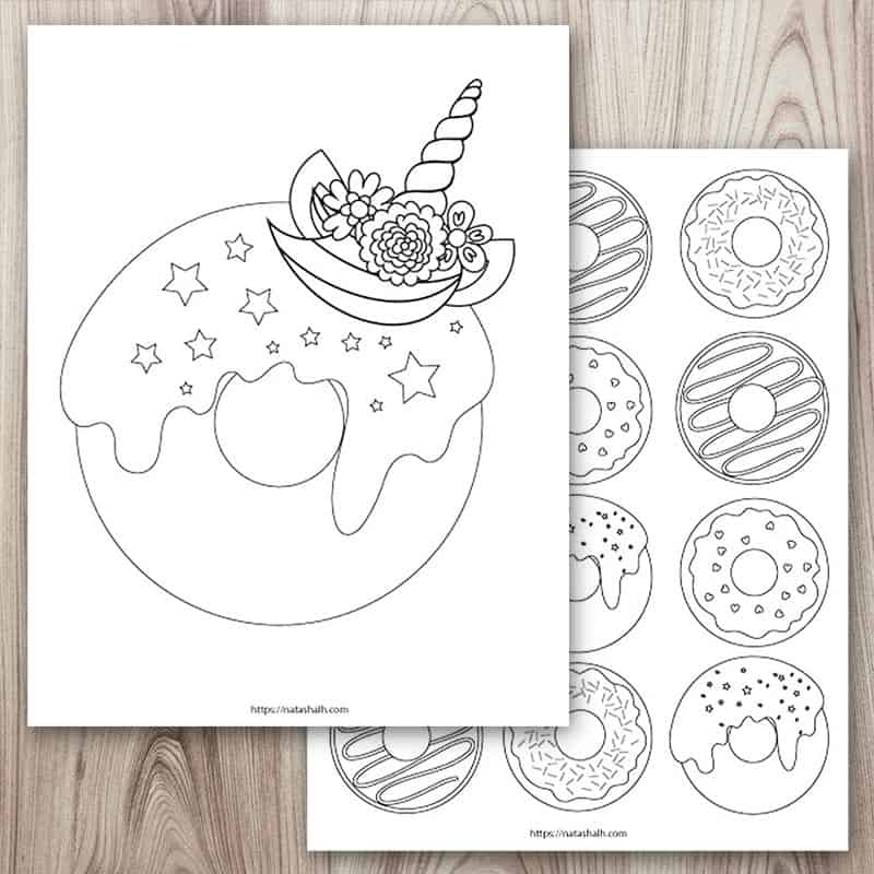 Free printable donut coloring pages