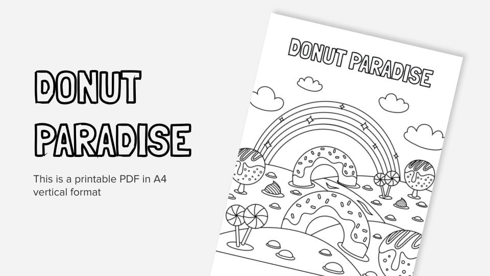 Printable coloring worksheets with donuts in pdf format