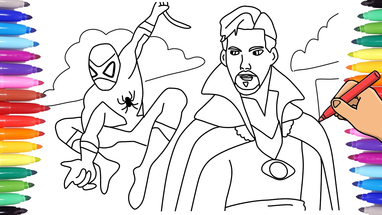 Avengers spiderman and dr strange drawing with markers