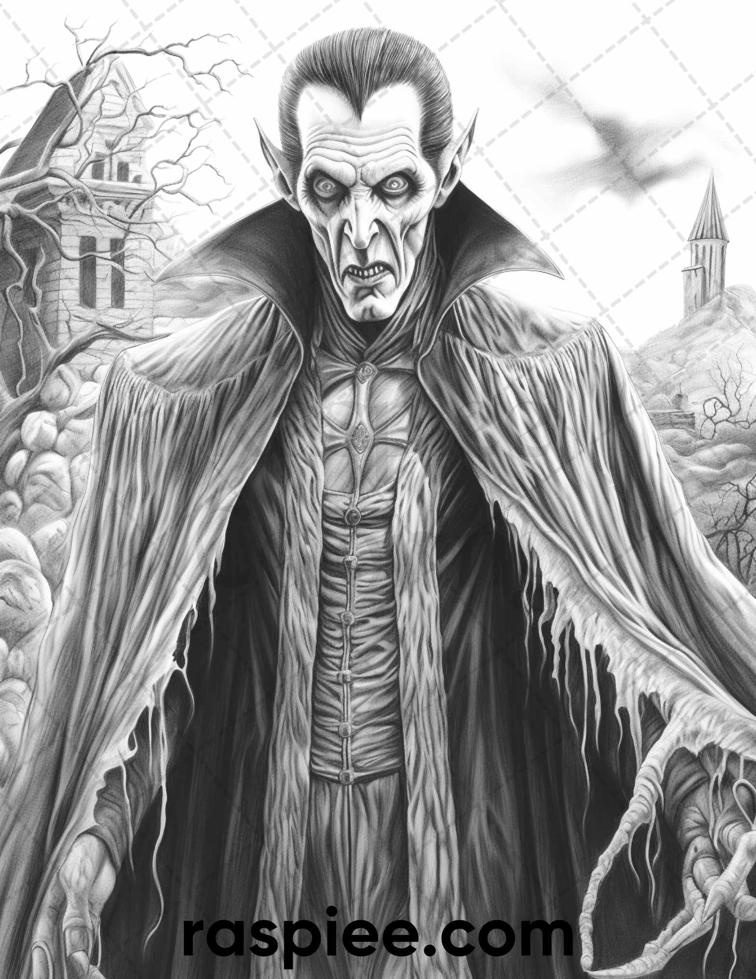 Count dracula grayscale coloring pages printable for adults pdf fi â coloring