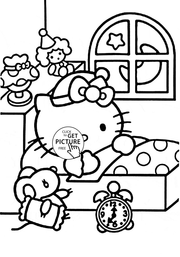 Hello kitty ready to sleep coloring page for kids for girls coloring pages printables free