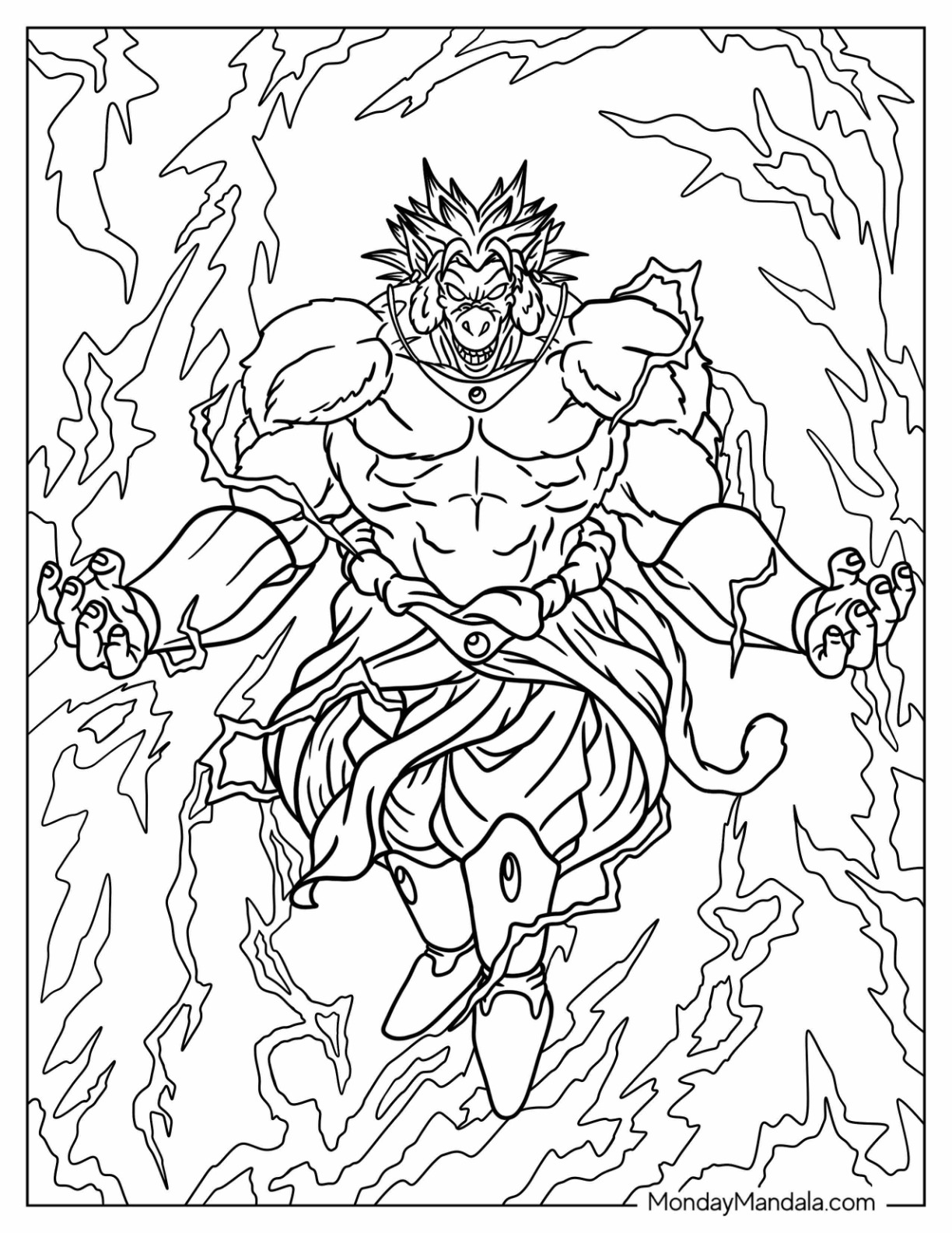 Broly coloring pages free pdf printables