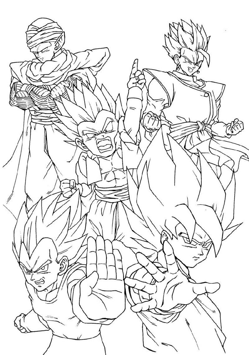 Dragon ball super coloring pages full team educative printable super coloring pages dragon coloring page cartoon coloring pages