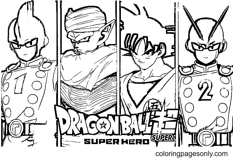 Dragon ball super super hero coloring pages printable for free download