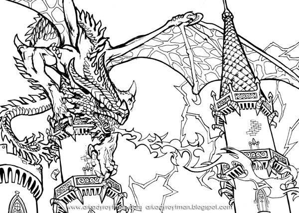 Magical dragons coloring pages