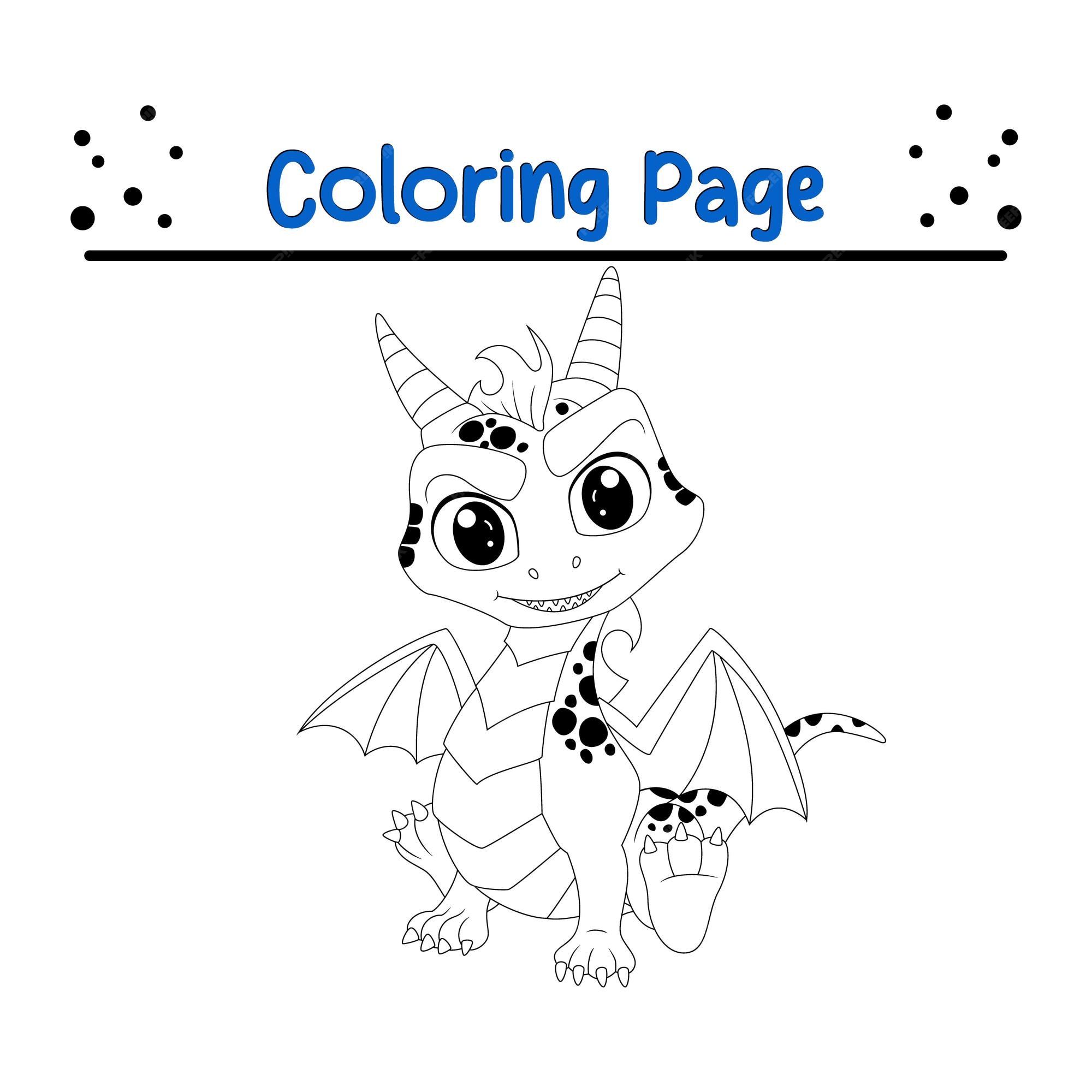 Premium vector a coloring page with a dragon on it