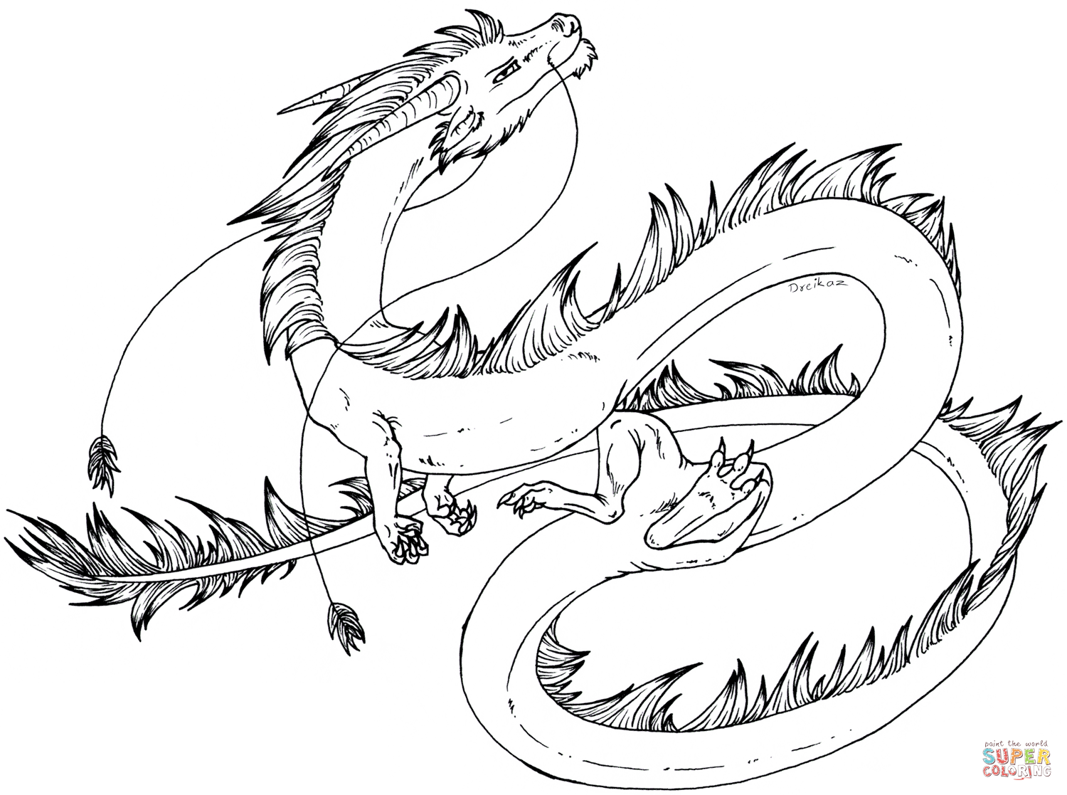 Cartoon eastern dragon coloring page free printable coloring pages