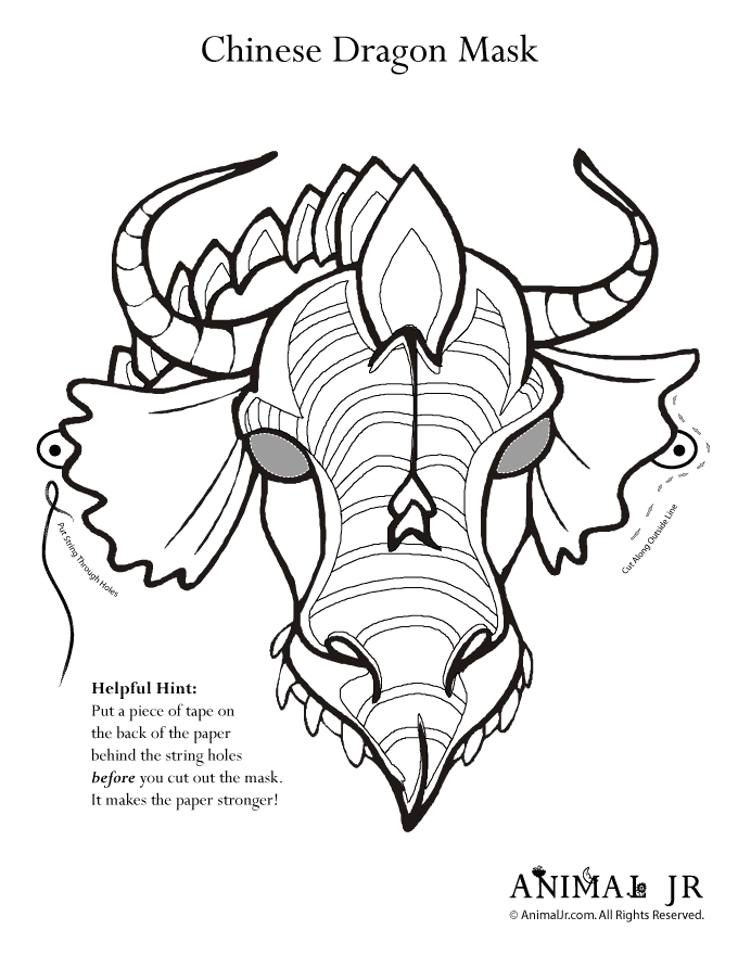 Free printable dragon mask template