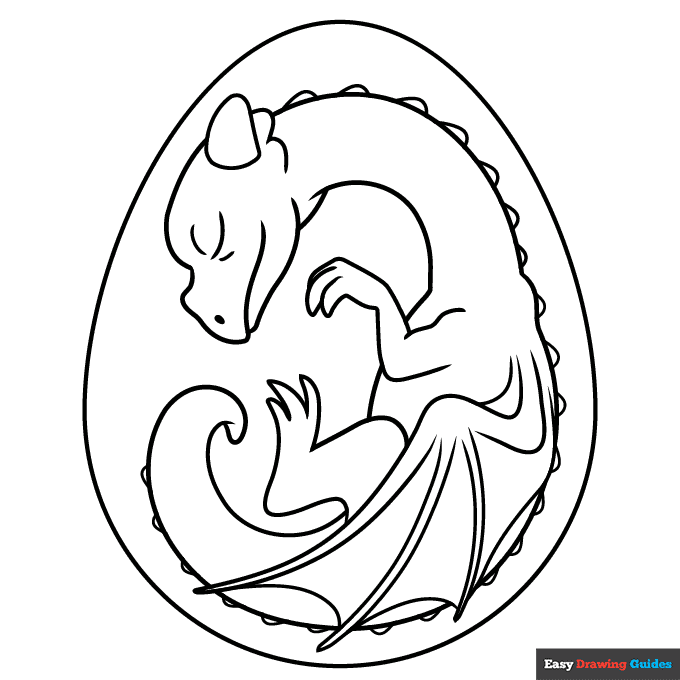 Dragon egg coloring page easy drawing guides