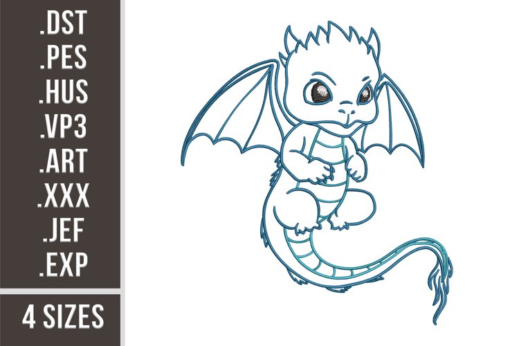 Baby dragon cute baby embroidery design