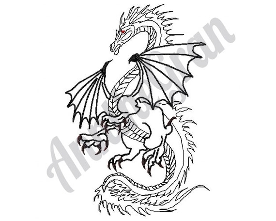 Dragon outline embroidery design machine embroidery design dragon embroidery pattern dragon design