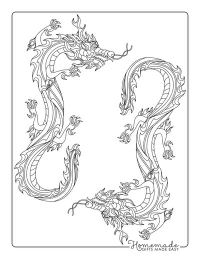 Free dragon coloring pages for kids adults