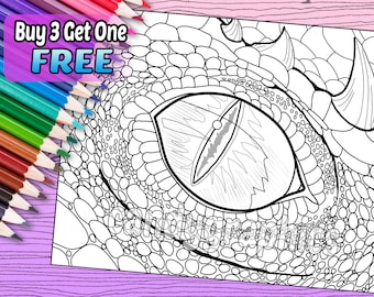 Dragon eye adult coloring book page printable instant download instant download