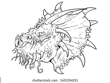 Hakuun dragon head coloring page outline illustration liittyvã kuvituskuva