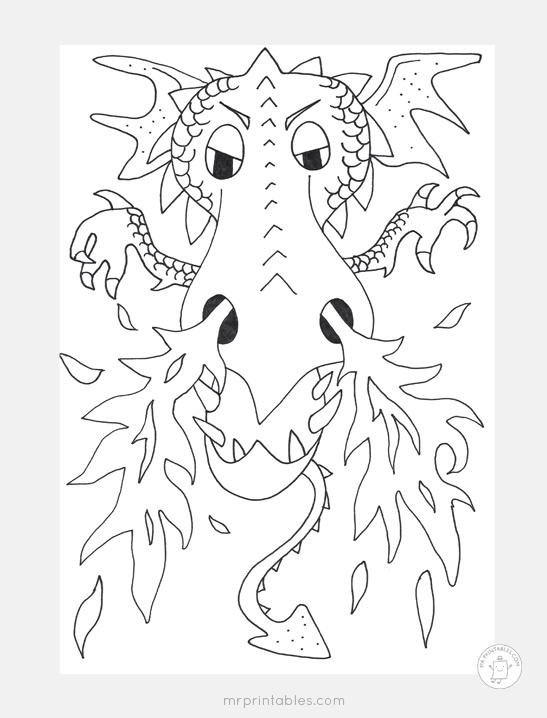 Dragon fire coloring page