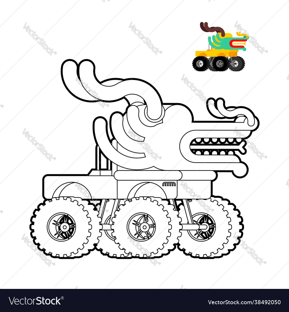 Monster truck dragon coloring book animal car vector image