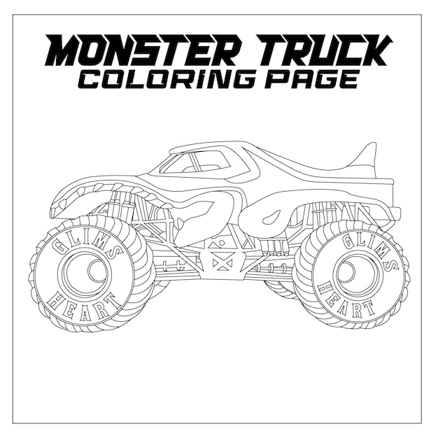 Premium vector monster truck coloring page