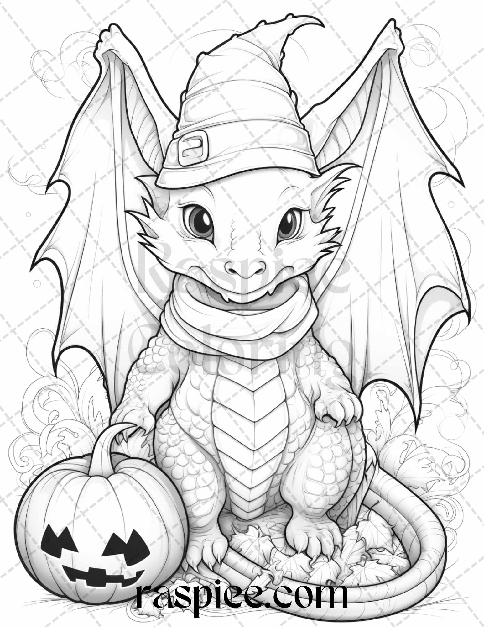Cute pumpkin dragons graycale coloring pages for adults and kids p â coloring