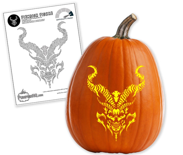 Devils skull pumpkin carving stencil