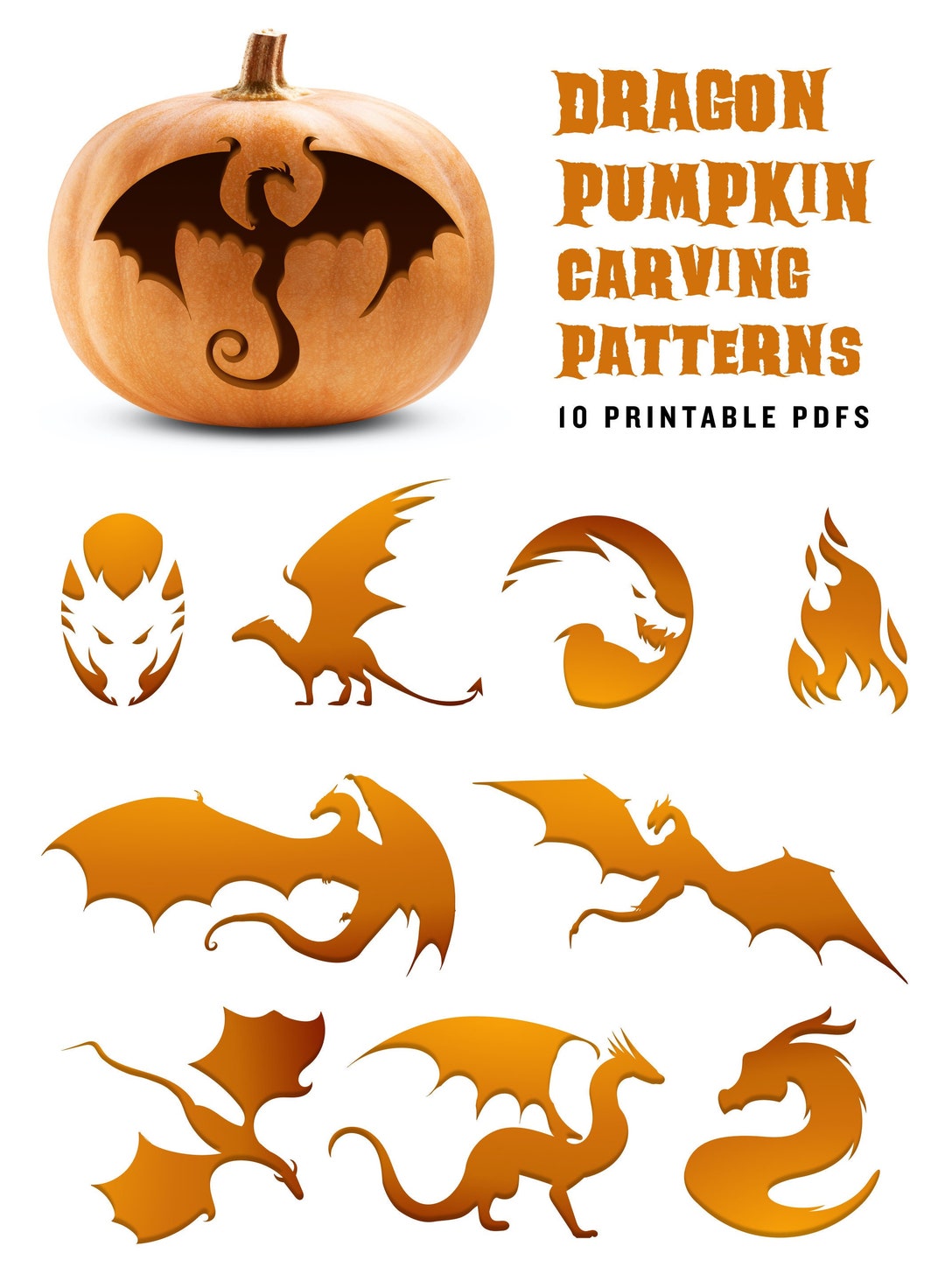 Dragon pumpkin carving patterns create a fantasy jack o lantern for your halloween party