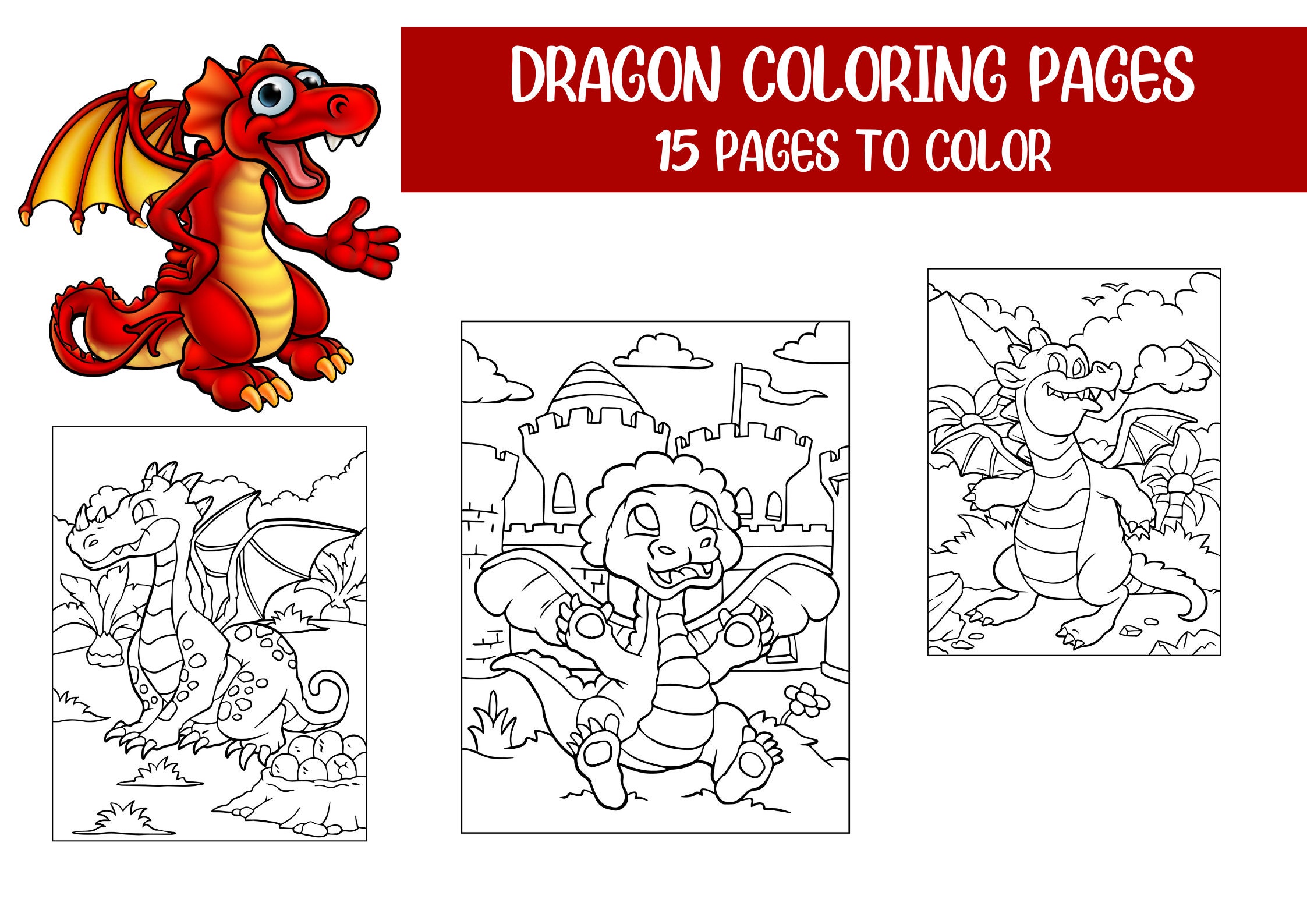 Dragon coloring pages dragon coloring book for kids boys and
