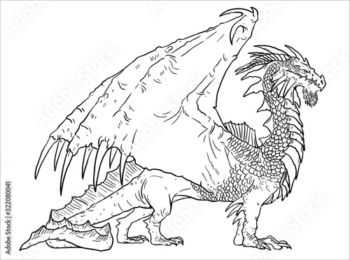 Dragon coloring page vector illustration dragon drawing coloring sheet vector