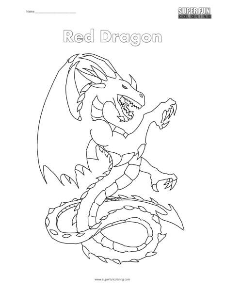 Red dragon coloring page