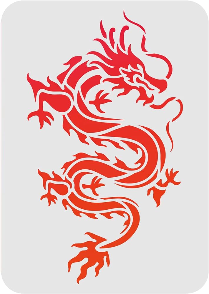Fgerspire dragon stencils xchxcm reusable dragon wall decor stencil chese asian oriental dragon stencil for patg on wall furniture fabric wood home kitchen