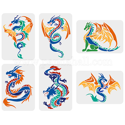 Wholesale fingerinspire pcs dragons stencil xcm plastic dragon drawing painting stencils reusable flying dragons stencils dragon template sets stencil for painting on wood