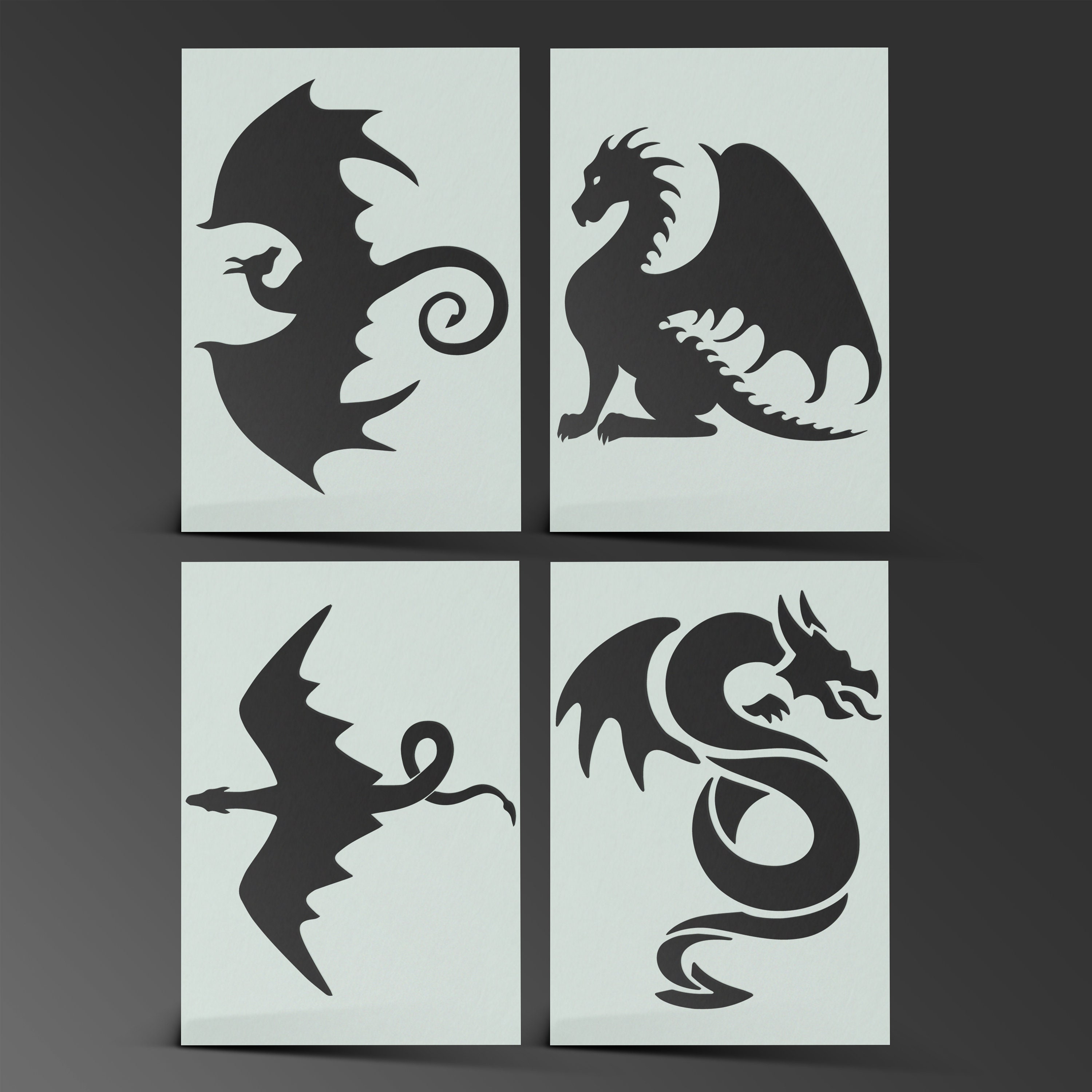 Dragon stencil sheet reusable knight sword fantasy wall bedroom bathroom modern shabby chic art craft airbrush micron kids bedroom