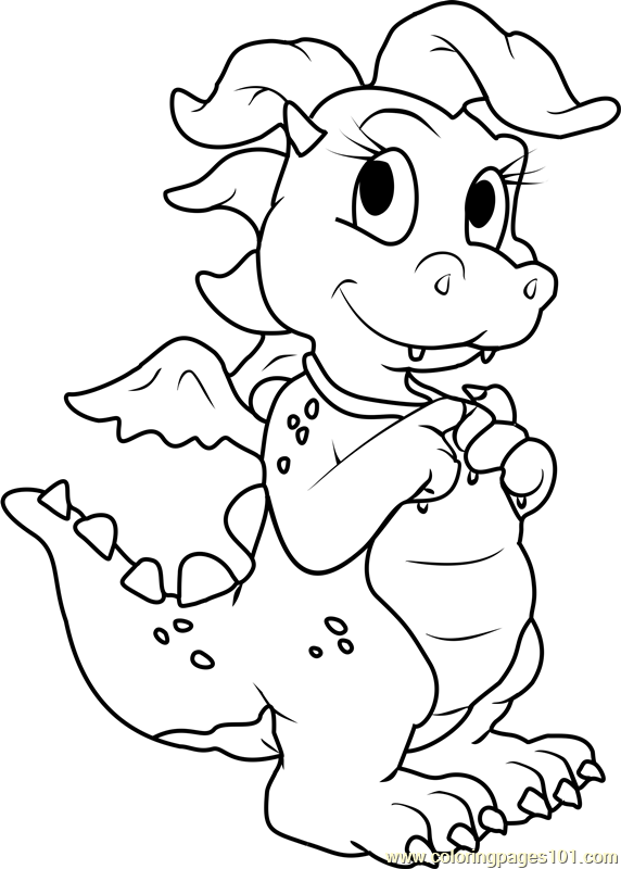 Dragon tales cassie pink dragon coloring page for kids