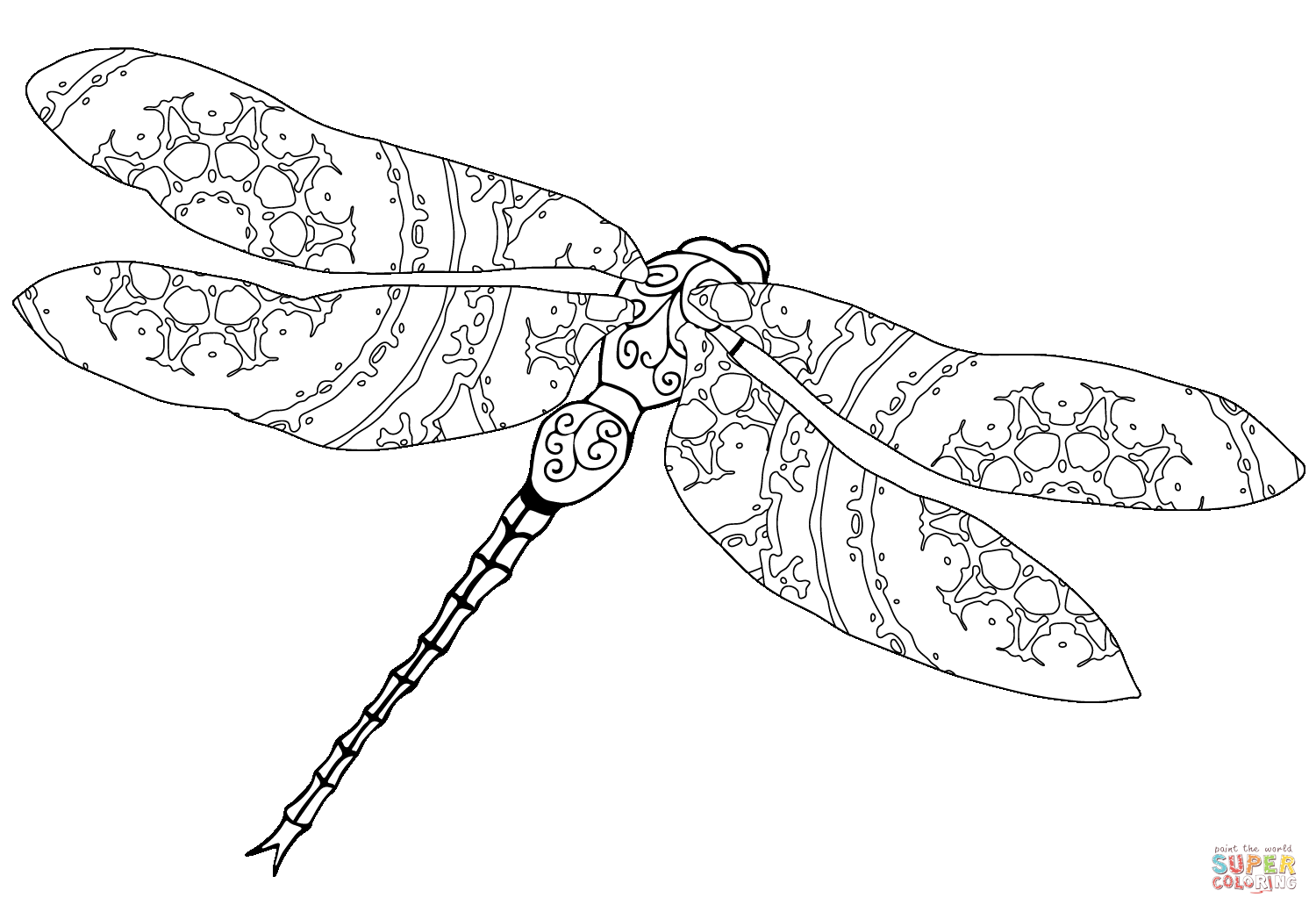 Intricate dragonfly coloring page free printable coloring pages