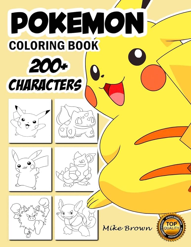 Pokemon coloring book pokemon characters pikachu dragonite charmander eevee squirtle bulbasaur coloring pages coloring book for kids pokemon coloring pages unofficial publication mike brown books