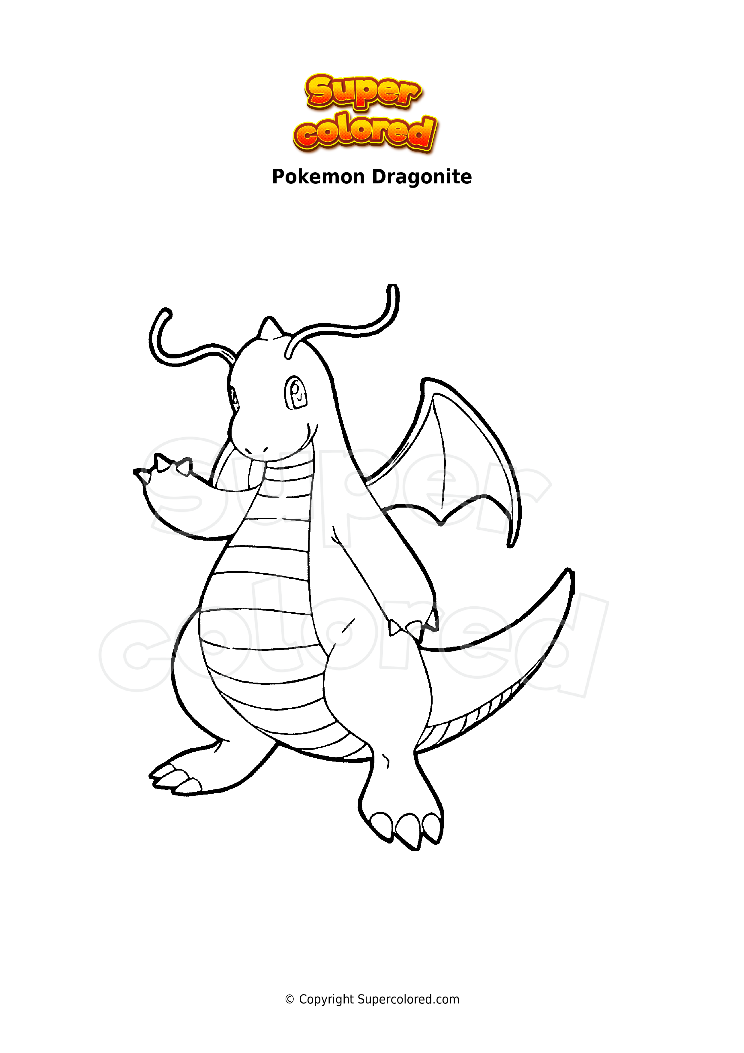 Coloring page pokemon dragonite