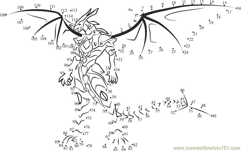 Bakugan drago dot to dot printable worksheet