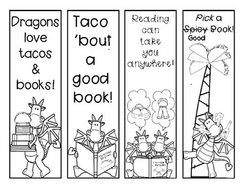 Dragons love tacos bookmarks freebie by adams achievers tpt