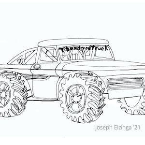 Truck dragster coloring page