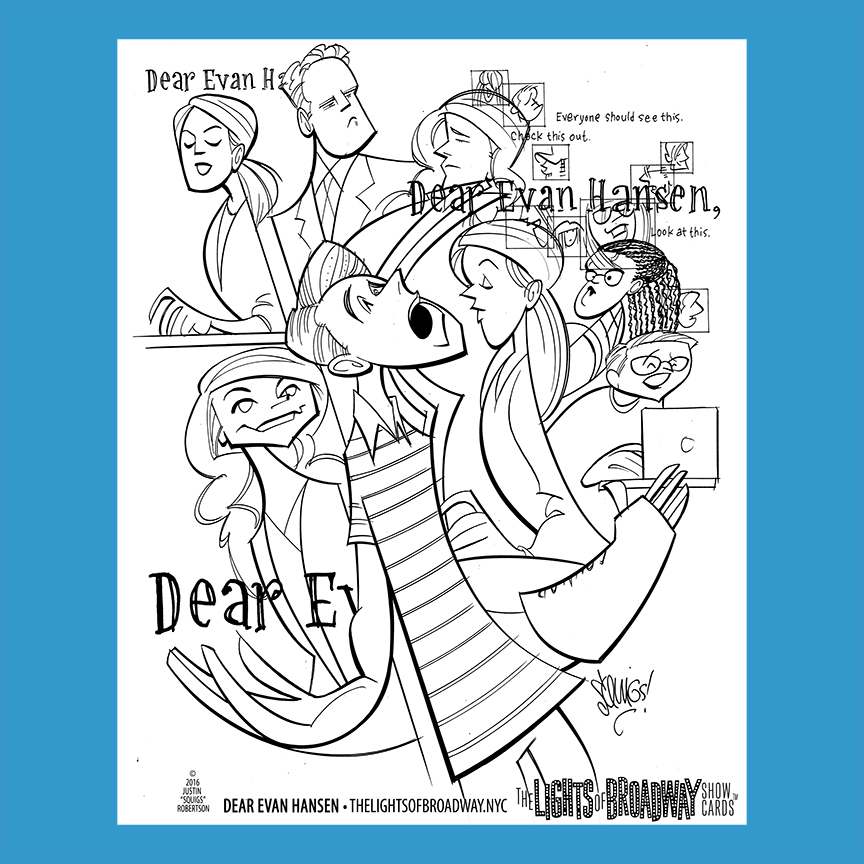 Coloring page dear evan hansen â the lights of broadway show cardsâ